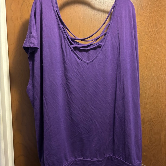 torrid Tops - Torrid Purple Relaxed Cut Out Short Sleeve Blouse
